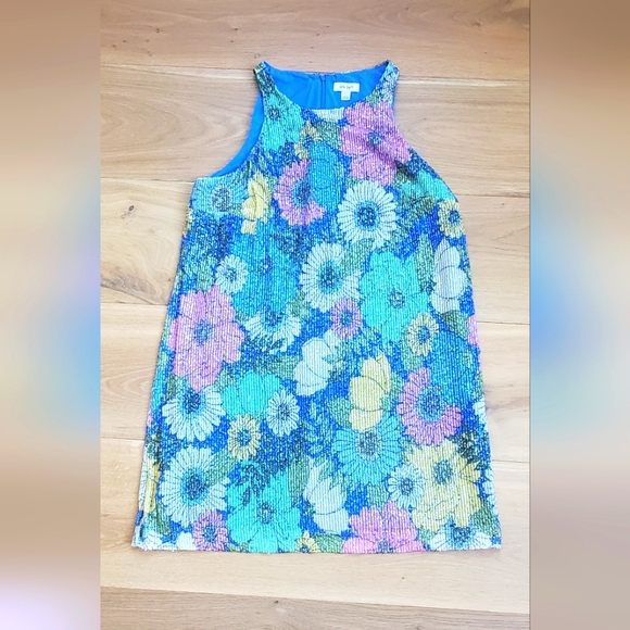 Floral Print Dress with Sequin - Picture 1 of 4